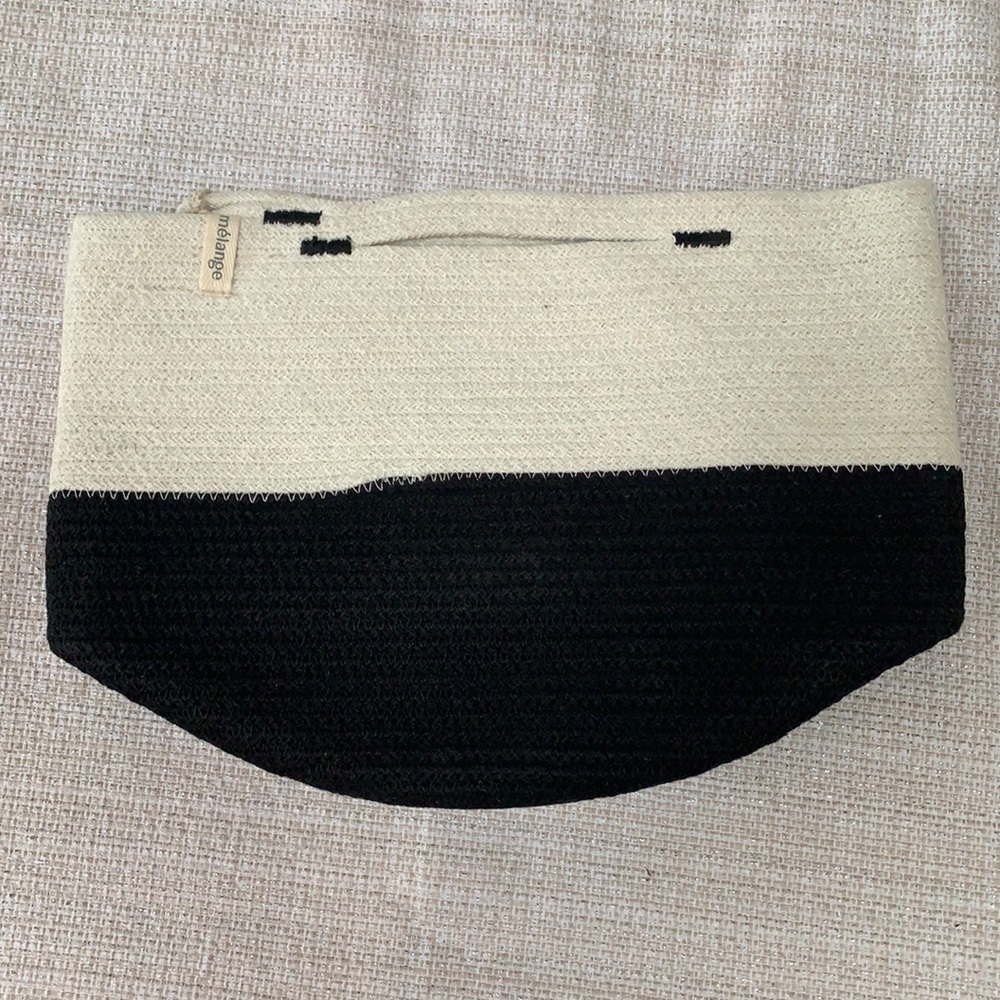 Foldable cotton basket 9x9 black and white